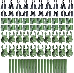 CDIYTOOL 80PCS Adjustable Plant Trellis Connector Clip, 5 Different Types of Universal Plastic Plant Connector Stakes, 11mm Connecting Joint Buckle Clip for Gardening Stakes Plant Supports Climbing