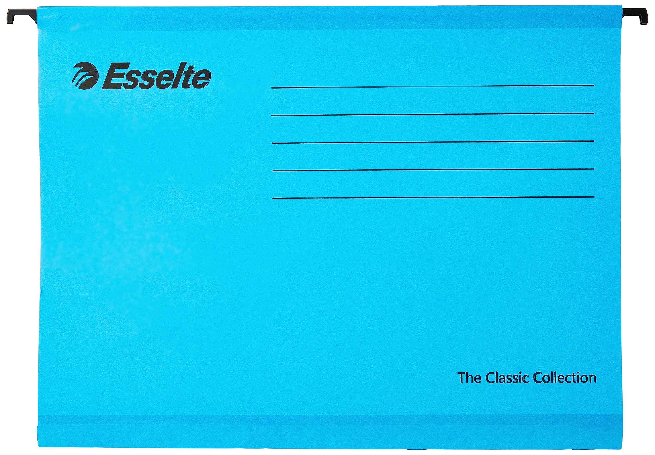 Esselte Classic Reinforced Suspension File with Binder Strip, A4, Pack of 10, Tabs Included, Blue, 93130