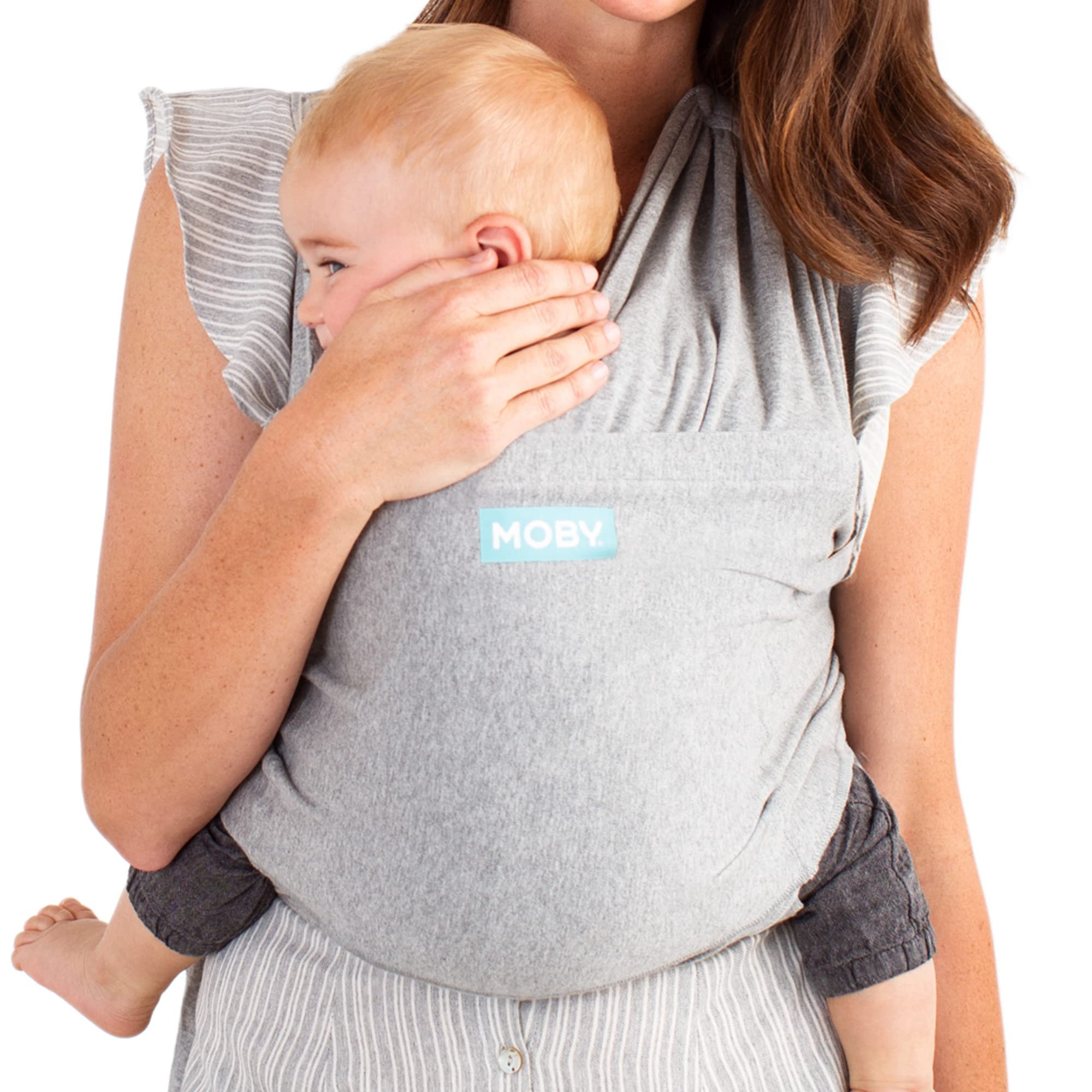 Moby Fit Baby Wrap - Baby Wrap Carrier for Newborn to Toddler - Carrier Slings - Perfect Baby Holder for Mom & Dad - Adjustable for All Body Types - Can Carry Babies up to 33 lbs - Grey