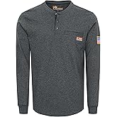 VATRENUS FR Shirt for Men Henley Midweight Utility Pocket Flame Resistant Long Sleeve Work Shirts NFPA2112 CAT2
