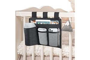 AKAYOK Bedside Caddy Organizer - Bed Organizer Caddy for Remotes Control Phone Glasses Magazines Tablets Accessories - Wheelchair Bag for Hospital Home Office Dorm Room (4 pocket)