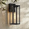 John Timberland Titan Modern Industrial Outdoor Wall Light Fixture Mystic Black Metal 17" Clear Glass Damp Rated for Exterior House Porch Patio Outside Deck Garage Yard Front Door Garden Home