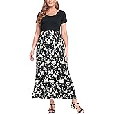 Lacavocor Womens Short Sleeve Maxi Dresses Empire Waist Long Dress