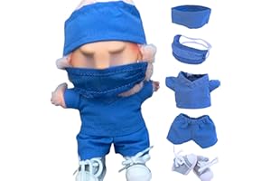 LIVVIE Nurse Scrubs Outfit Clothes for Labubu Doll - Cute 5-piece Medical Nursing Dentist Uniform Set Healthcare Scrubs Costume for Labubu 17cm - Includes Cap, Mask, Scrubs Top and Bottom, Shoes Easy to Fit