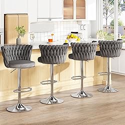 AWQM Velvet Bar Stool Set of 2,Counter Height
