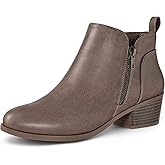 mysoft Women's Ankle Boots Low Chunky Heel Round Toe Casual Comfortable Short Booties with Side Zipper