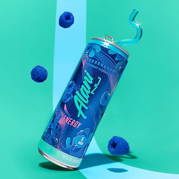 ALANI NU BREEZEBERRY, SUGAR FREE, LOW CALORIE ENERGY DRINKS, 200MG CAFFEINE, BIOTIN, B VITAMINS, ZERO SUGAR, 10 CALORIES, 12 FL OZ CANS, 24 PACK
