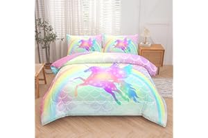 Tailor Shop Unicorn Comforter Twin Size,Girls Unicorn Bedding Sets for Girls Kids Teens with 1 Pillowcase…