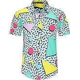 DOOPCCOR 90s Shirt 80s Shirts for Men 80s 90s Disco Retro Casual Button-Down Shirts 80s Mens Clothing