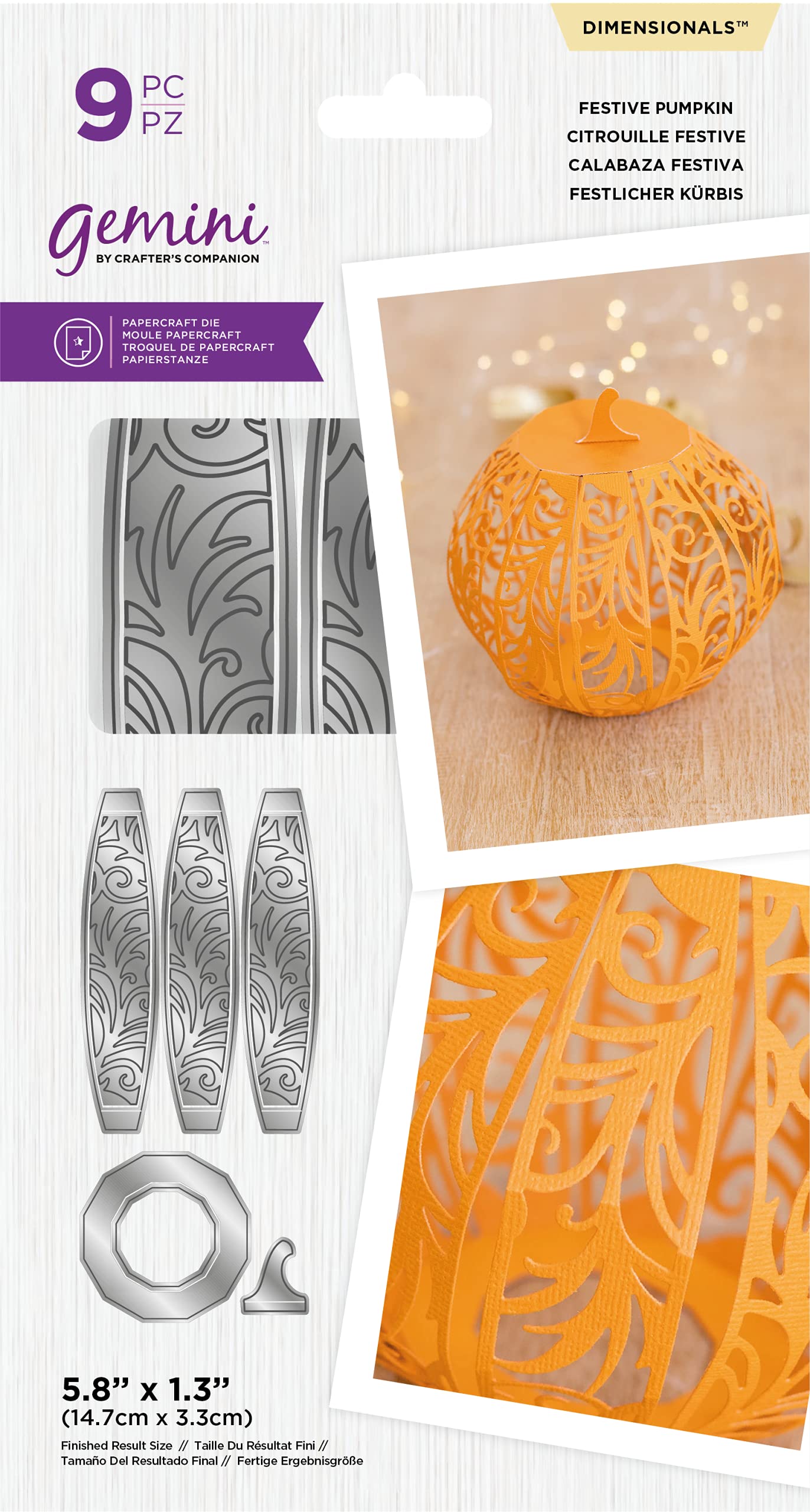 Gemini 3D Christmas Decorations Dimensionals Die Collection-Festive Pumpkin, Silver, One Size