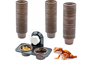 MRTIOO 100 Eco Cups + Feeding Ledge [Non-Suction Cup], Reptile Food Bowls and Water Dish, for Crested Gecko Lizard Or Other Small Pet Feeder Ledge Accessories Supplies (100 Cups + Ledge)
