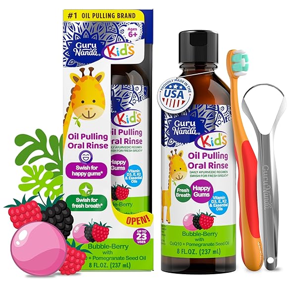 GURUNANDA KIDS OIL PULLING, ALCOHOL-FREE MOUTHWASH, ESSENTIAL OILS...