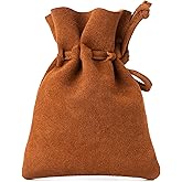 Medieval Drawstring Coin Pouch Bag, Leather Coin Pouch,Renaissance Drawstring Pouch Dice Bag, Small Coin Purse for Women/Men, Brown Swayze Suede