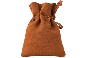 RECUEILLIR Medieval Drawstring Coin Pouch Bag, Leather Coin Pouch，Renaissance Drawstring Pouch Dice Bag, Small Coin Purse for Women/Men, Brown Swayze Suede