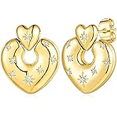 Kesaplan Gold Hoop Dangle Earrings for Women 14K Gold/Silver Plated Statement Retro Earrings 5A Cubic Zirconia Round Multiple Styles Jewelry for Birthday Party Jewelry