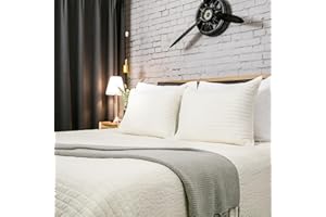 ELEGANT LIFE HOME Velvet Quilt Oversized King Reversible Royal Cotton Velvet Pic-Stitch Bedding Quilt - King Size - 108'' x 92'', Ivory