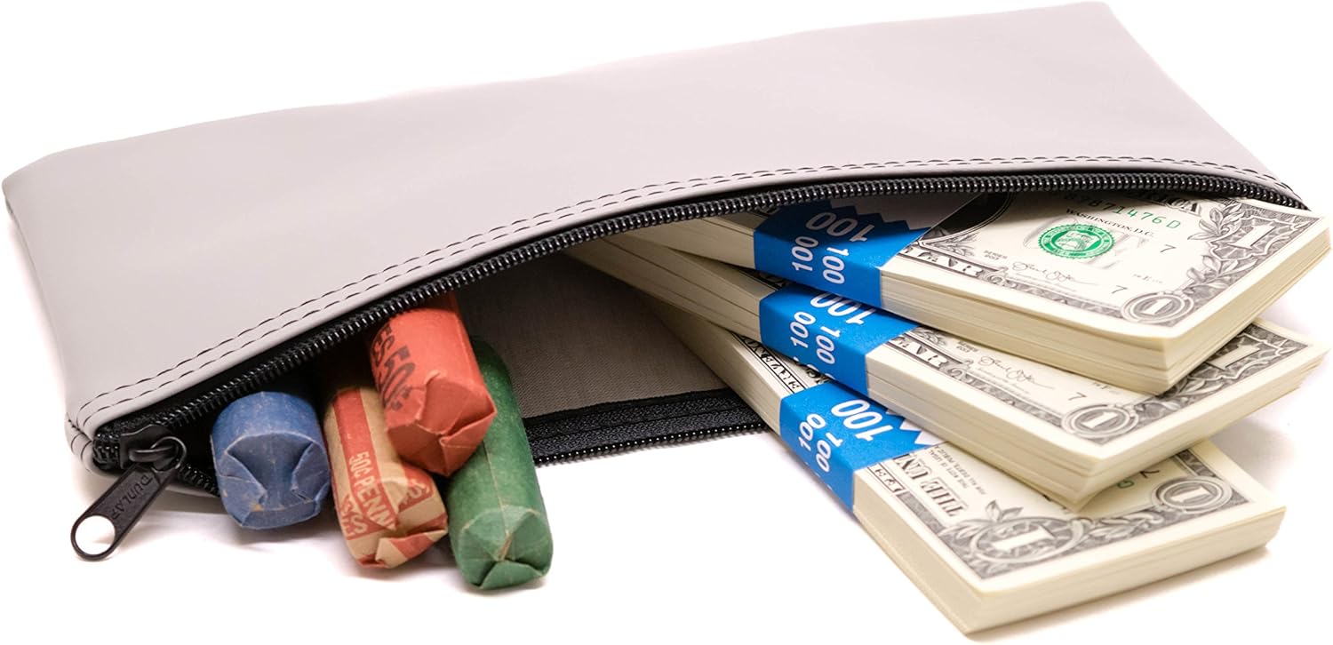 Zipper Bank Deposit Bag 5.5 X 10.5 Coin Check Money Wallet