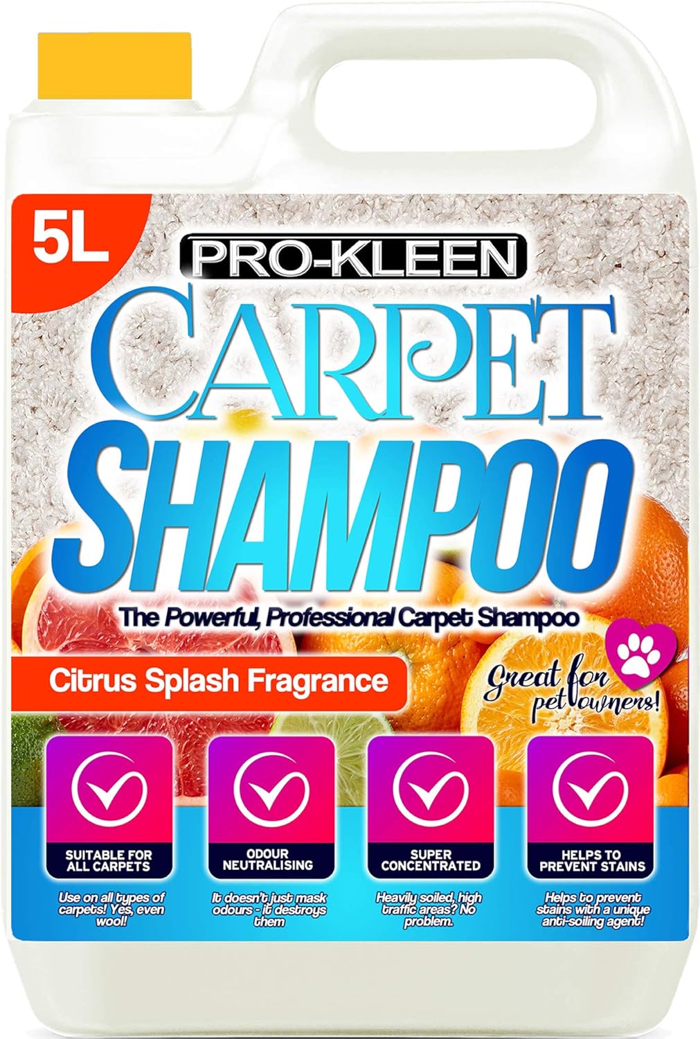 ProKleen Professional Carpet Shampoo Citrus Fragrance 5L High