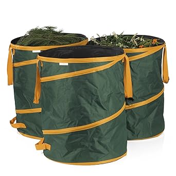 PRIMA GARDEN Gartenabfallsack 3er-Set | Je 160 l | Reißfest | Wasserfest | Pop-up-Funktion | Klettverschluss | Ideal für Laub