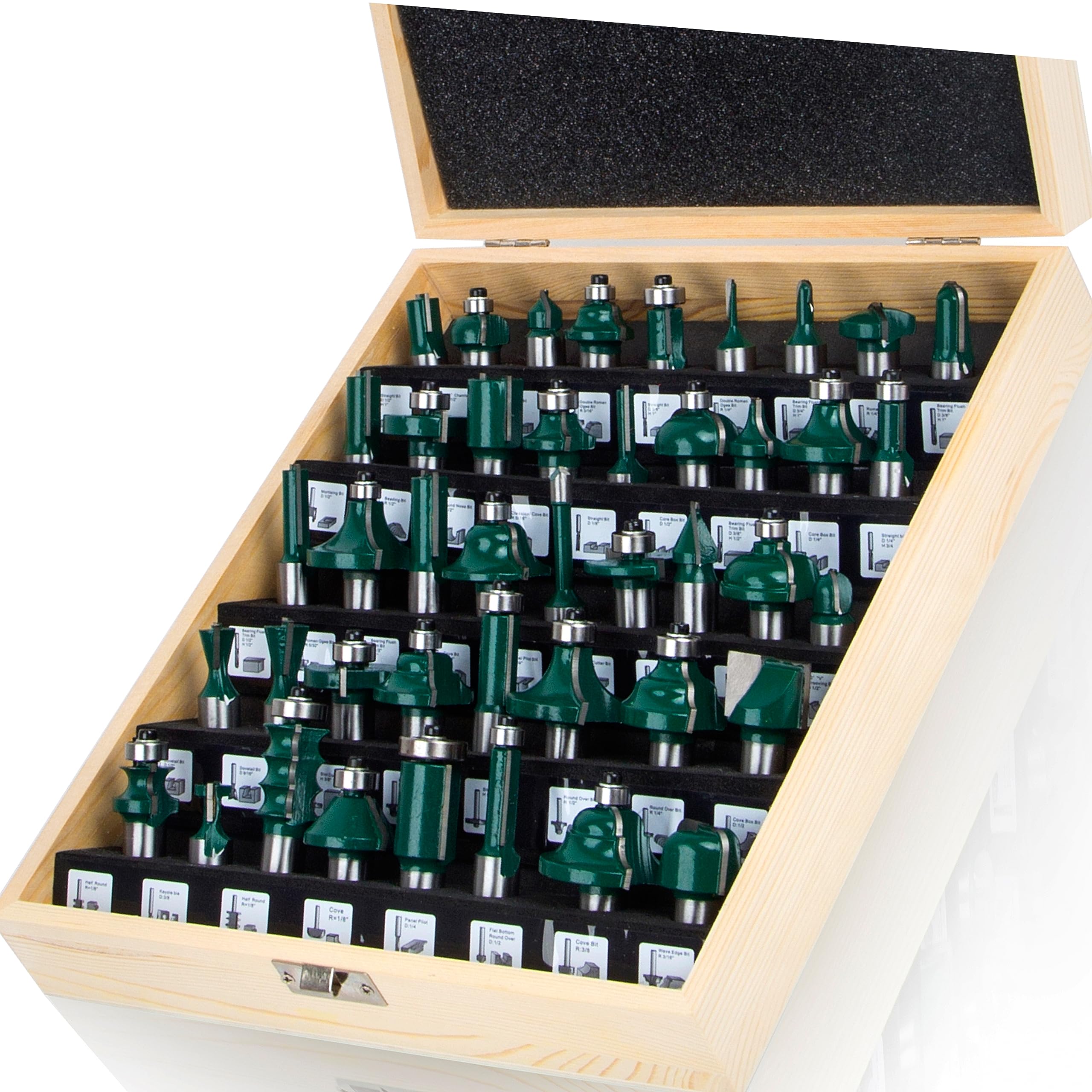 MAYLINE 1/2 Inch Shank Router Bits Sets 41 PCS, Woodwork Milling Cutter Router Bit Set, Wood Cabinet Carbide CNC Cutting Tool for Door&Table Shelves (1/2-KK)