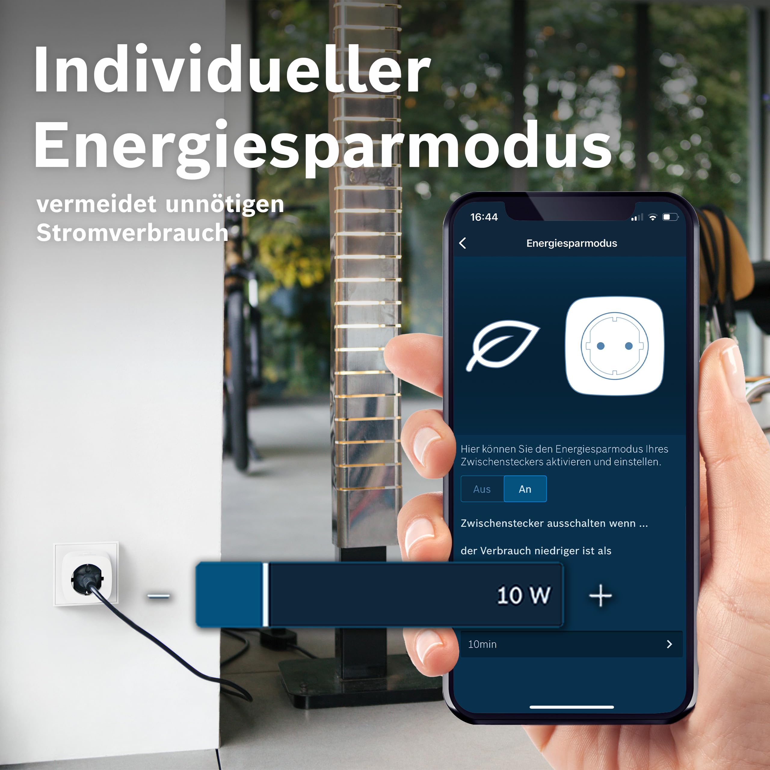 Bosch Smart Home Zwischenstecker kompakt [+M], smarte Steckdose mit Matter, Stromverbrauch messen & Energiekosten senken, App- & Sprachsteuerung, Apple Home, Google Home & Alexa kompatibel, 4er Set 3