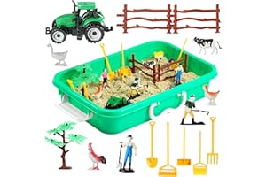 AGENTLAN Farm Sensory Bin, Farm Sensory Toys with Play Sand for Toddlers Boys and Girls, Kids Toys Gift Sand Box for Age 3 4 5 6 7 8