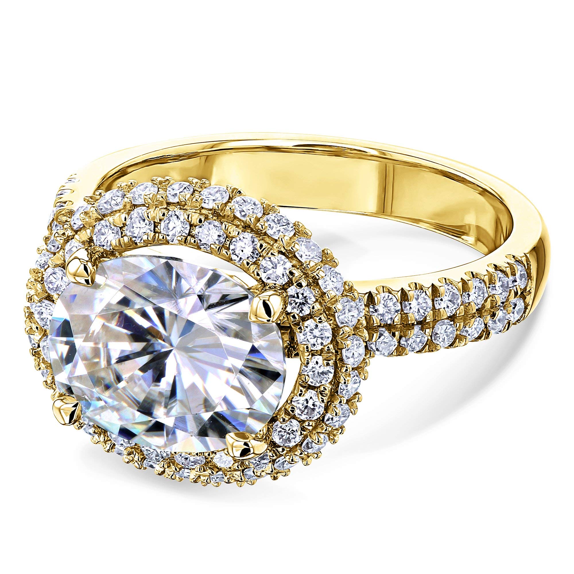 Kobelli 3ct Oval Moissanite Double Halo East-West Ring (HI/VS)