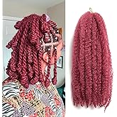 18-inch Burgundy Marley Twist Braiding Hair &ndash; Soft, Fluffy &amp; Versatile Synthetic Extensions for Natural-Looking Styles, Perfect for Crochet Hair &amp; Cuban Twist Hair
