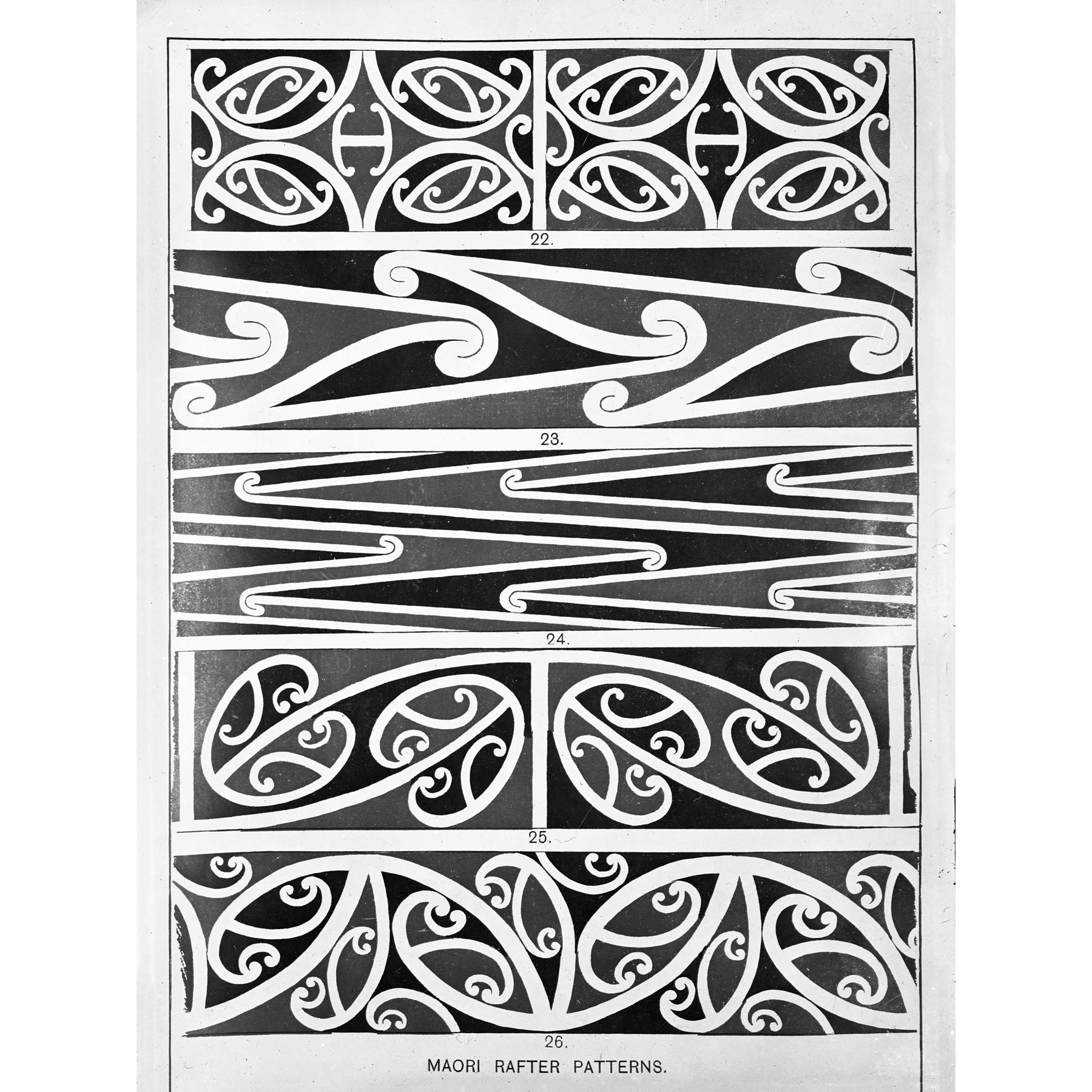 Artery8 Godber Maori Rafter Pattern Kowhaiwhai Illustration Premium Wall Art Canvas Print 18X24 Inch