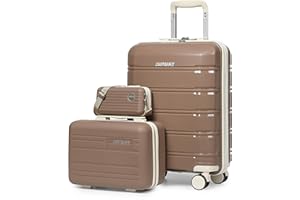 Joyway 20 Inch White Carry On Luggage with TSA Lock, Durable Hardshell Suitcase for Travel, Unisex Luggage Bag for Men and Women Checked Luggage Sets Chocolate