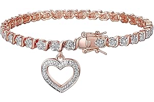MORGAN & PAIGE Bronze Rhodium, 14k Rose Gold or 18k Yellow Gold Plated Diamond Accent Tennis Bracelets for Women Trendy - Charm Womens Bracelets with Accent S-Link Chain, Gift Jewelry 7.25 inch