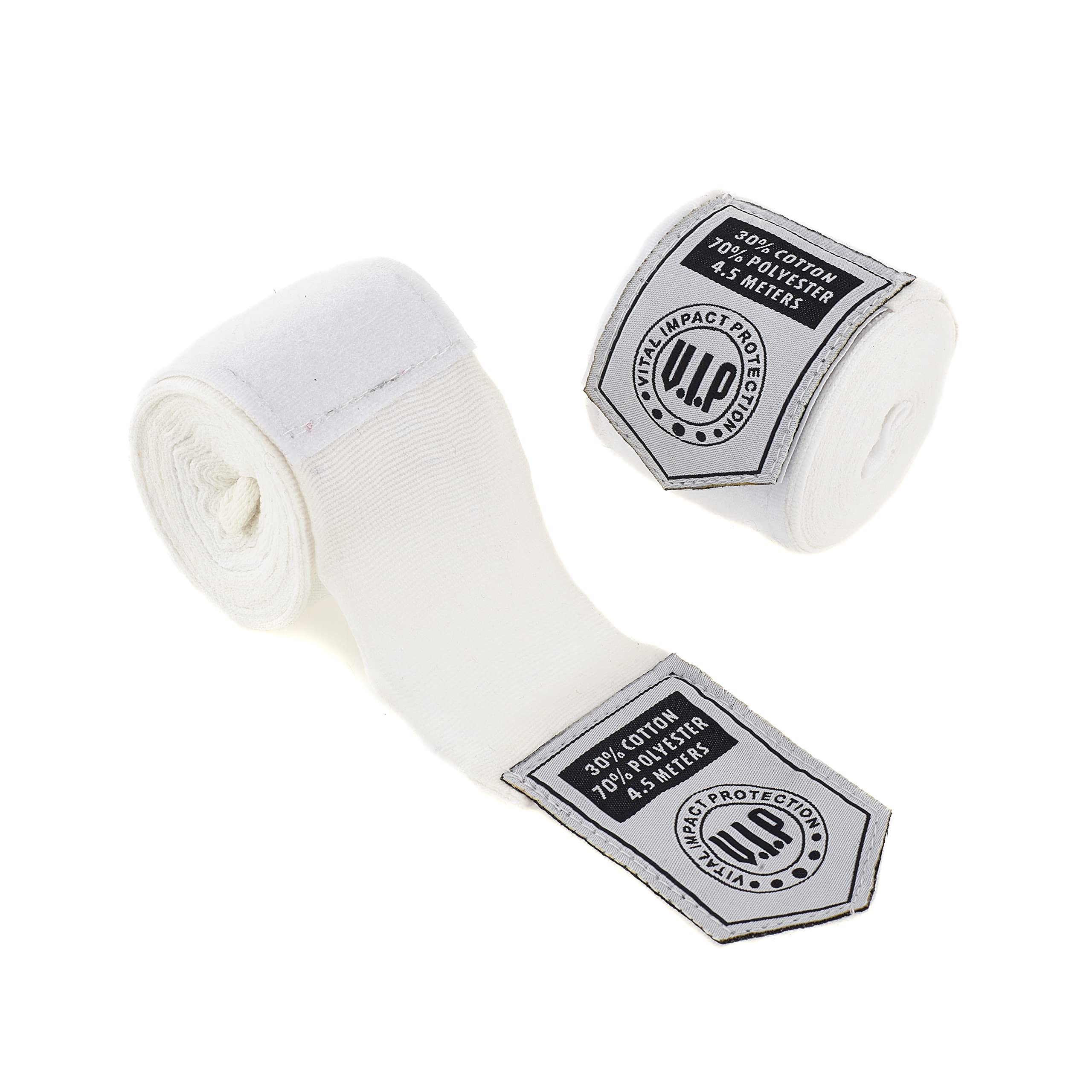 VIP Unisex Fascia Hand Wraps Inner Gloves for Punching Mma, Muay Thai, Kickboxing, Martial Arts Training & Under Mitts, White, 4.5 Metres UK