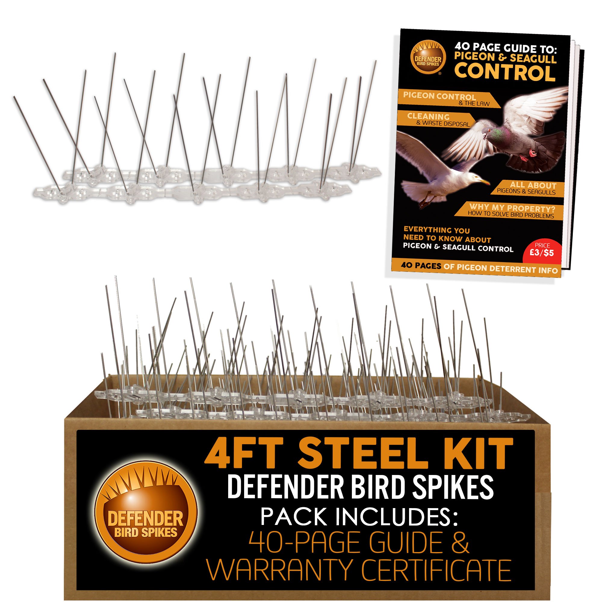 Defender Pro Anti Bird Spikes Pigeon Repellent Stainless Steel Bird Cat