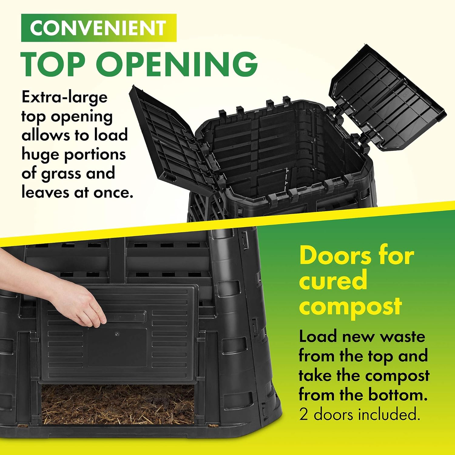 Garden Composter Bin Made from Recycled Plastic – 110 Gallon (420L) Large Compost Bin - Create Fertile Soil with Easy Assembly, Lightweight, Aerating Outdoor Compost Box – by D.F. Omer : Garden & Outdoor