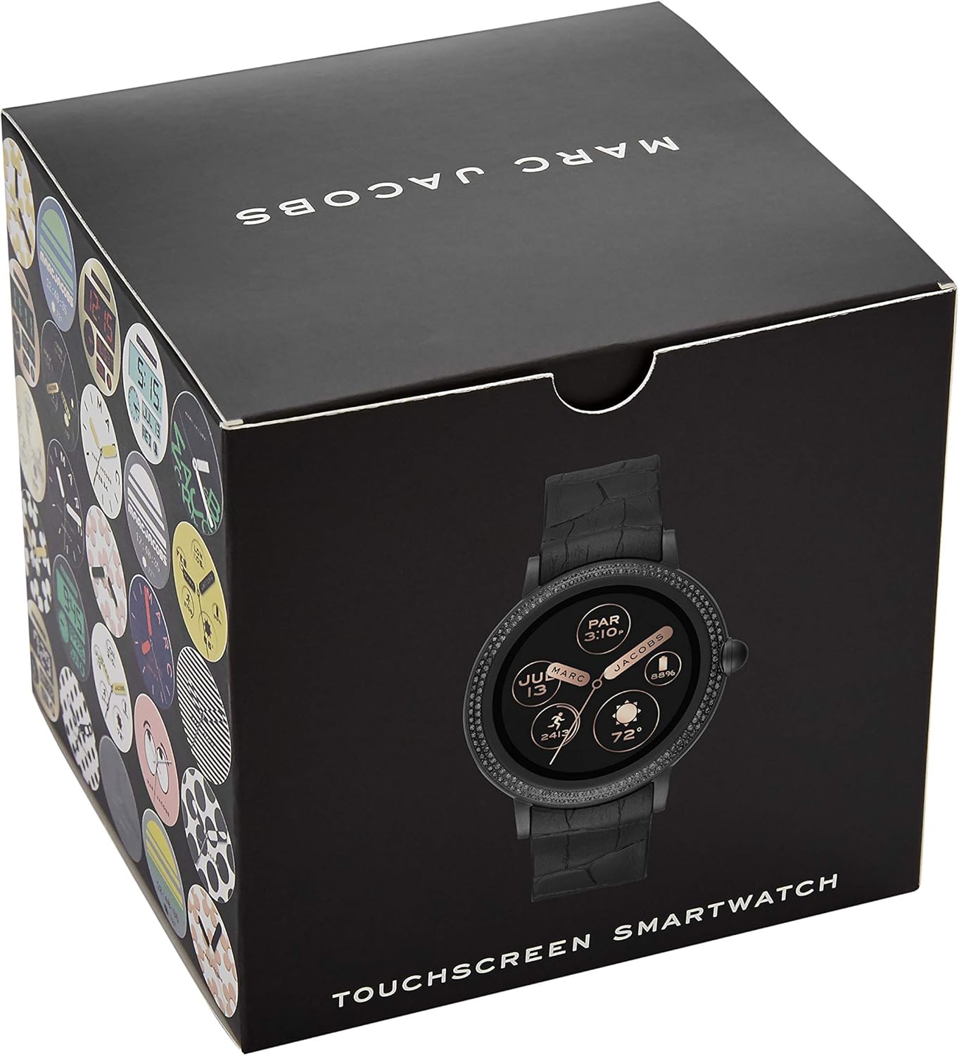 Marc Jacobs Womens Riley Touchscreen Smartwatch Stainless Steel Watch with Silicone Strap, Black, 20 (Model: MJT2005)