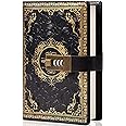 Vintage Leather Journal Notebook with Combination Lock, A5 Embossed Flower Secret Diary Ruled Lined Paper for Writing, Gift for Women Girls Children (Black)