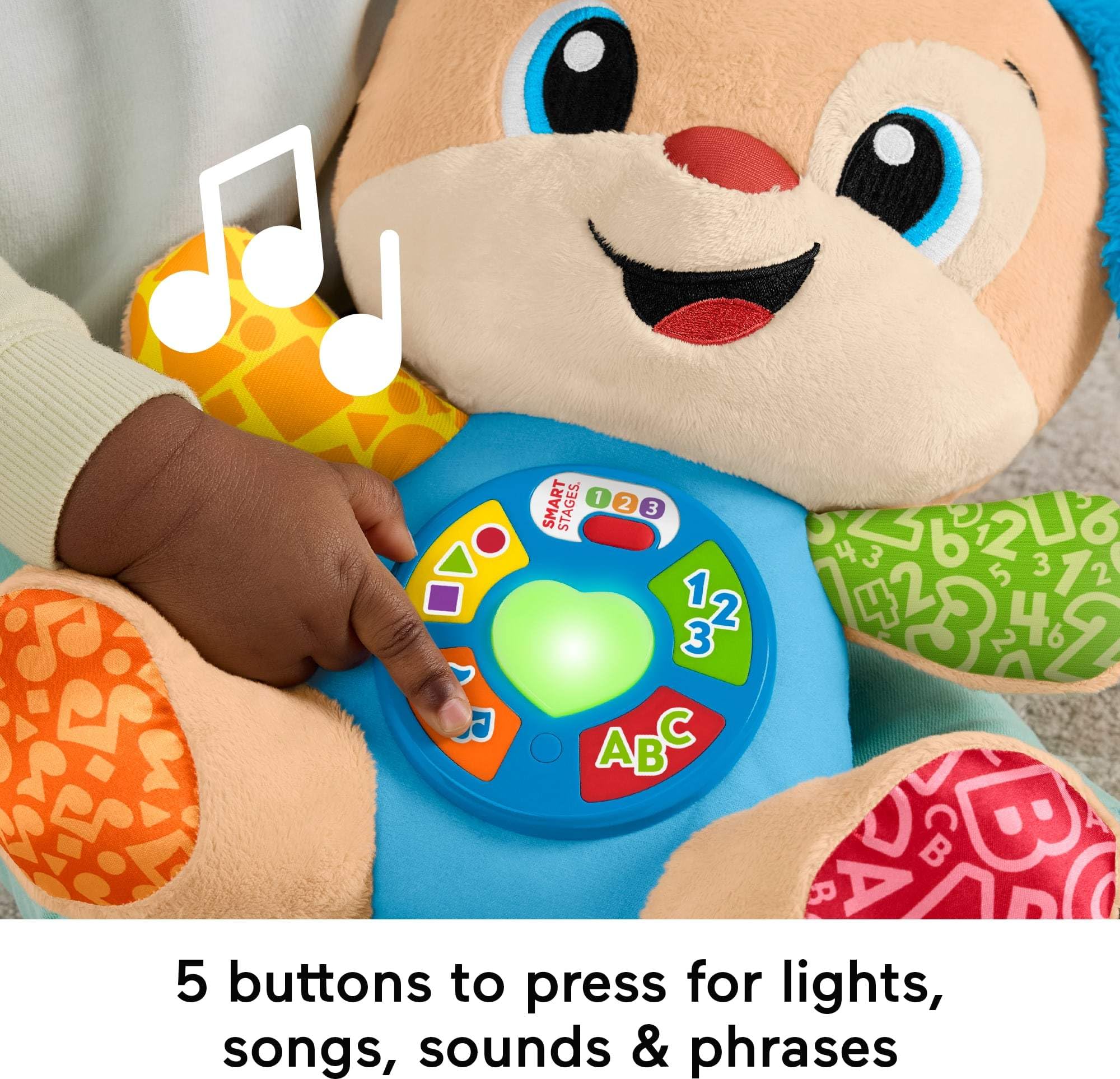 Fisher-Price Baby Toy Laugh & Learn Smart Stages Puppy Musical Plush with Lights & Learning Songs for Infants Ages 6+ Months