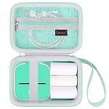 Canboc Carrying Case for Memoking/Ponek/Phomemo/Omezizy/Memoqueen T02 Mini Printer Sticker Printer, T02 Portable Thermal Printer Box for Thermal Paper, USB Cable, Green (Case Only)