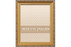 MIEVU 8×10 Picture Frame Gold - Picture Frames for Wall Hanging And Tabletop Display, Ornate Photo Frame for Poster,Vintage Frames,with Durable Plexiglass