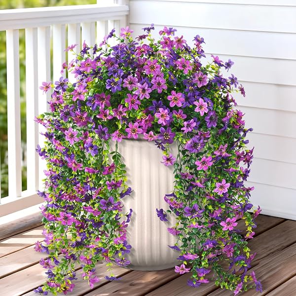 ARTIFICIAL HANGING FLOWERS FOR OUTDOORS, 2 PCS FAKE...