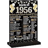 Roetyce 70th Birthday Decorations Gift for Women Men, Black Gold Back in 1956 Poster Acrylic Sign Centerpiece with Stand, 70th Anniversary Table Decor, Funny 70 Years Old Birthday Party Supplies