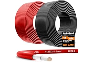 Oududianzi 2x100 Feet Solar Panel Wire, 10AWG Solar Wire Tinned Copper PV Cable for Outdoor Automotive RV Solar Panels Boat Marine