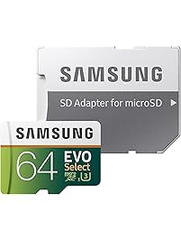 Samsung 64GB 100MB/s (U3) MicroSDXC EVO Select Memory Card with Adapter (MB-ME64GA/AM)