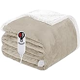 Electric Heated Blanket Full Size 72"x84", Soft Flannel with Overheat Protection, 9 Adjustable Heat Settings & 10-Hour Auto-Off Timer, Fast Heating for Winter Comfort, Camel