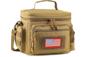 ATRIPACK Lunch Box for Men, Tactical Lunch Bag MOLLE Webbing Leakproof Insulated Large Lunch Cooler Women Adult Meal with Adjustable Shoulder Strap Durable Lunch Pail (Brown)