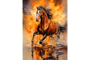 igoodom 5D Horse Diamond Painting Kits for Adults, DIY Diamond Art Kits for Beginners, Round Full Drill Animal Diamond Painting for Home Wall Decoration Gift 12x16inch