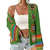Women's Floral Crochet Cardigan Boho Hollow Out Sweater Cardigan