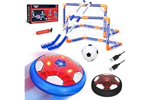 HITTOYS Spider Hover Soccer Ball Toys Set for Kids, Toddler Hovering Hockey Sets, 3-in-1 Air Floating Soccer Rechargeable Toy with Led Light, Indoor Sports Games Birthday Christmas for Old Boys