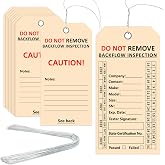 100 PCS Waterproof Backflow Inspection Tags Record Heavy 25 Mil Synthetic Paper 2 5/8" x 5 1/4" with Iron Wire Double-Sided Printing Pre-Punched Holes for Backflow Preventer Plumbing Maintenance