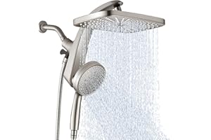 BOZYBO High Pressure Rain Shower Head: Upgrade Shower Heads with Handheld Spray Combo, Detachable Shower Head, Brushed Nickel Finish, 10 Spray Settings, 59 Inch Stainless Steel Hose